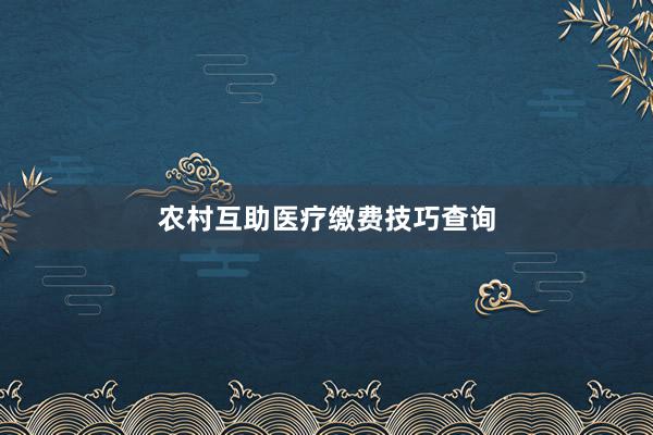 农村互助医疗缴费技巧查询
